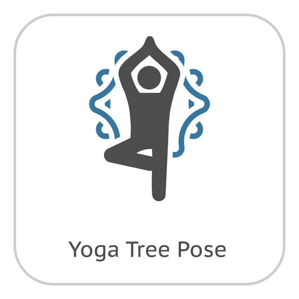 Yoga Fitness Tree Pose Icono Poses Yoga Diseño Plano Con — Archivo Imágenes Vectoriales