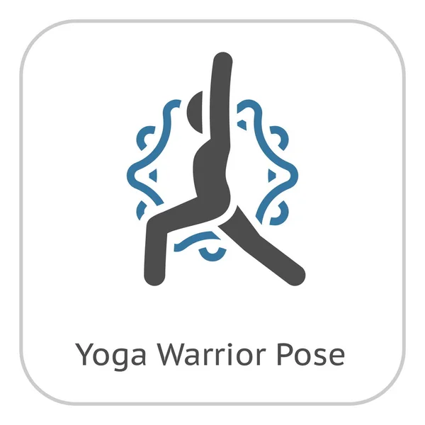 Yoga Guerrero Pose Icono Poses Yoga Diseño Plano Con Adorno — Archivo Imágenes Vectoriales