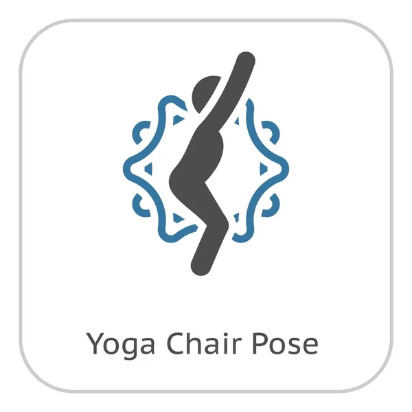 Silla Yoga Pose Icon Poses Yoga Diseño Plano Con Adorno — Archivo Imágenes Vectoriales