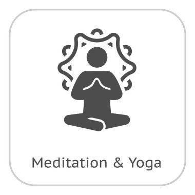 Yoga meditasyon kutsal kişilerin resmi. Düz illüstrasyon izole.