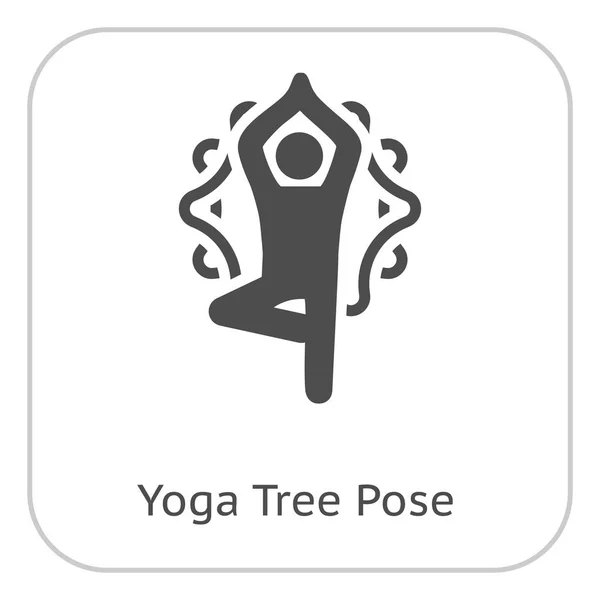 Yoga Fitness Tree Pose Icono. Diseño plano Ilustración aislada . — Archivo Imágenes Vectoriales