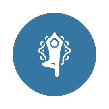 Yoga Fitness ağaç poz simgesi. Düz illüstrasyon izole.