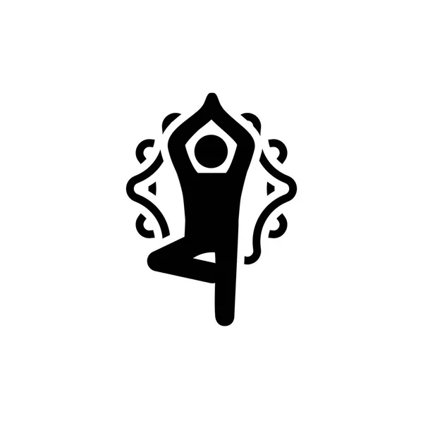Yoga Fitness Tree Pose Icono. Diseño plano Ilustración aislada . — Archivo Imágenes Vectoriales