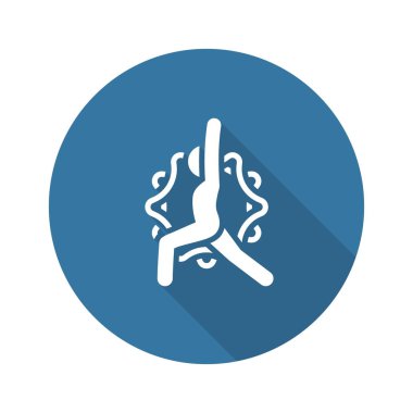 Yoga Pose simgesi. Düz tasarım Yoga arkada Mandala süsleme ile poz veriyor. İzole illüstrasyon.