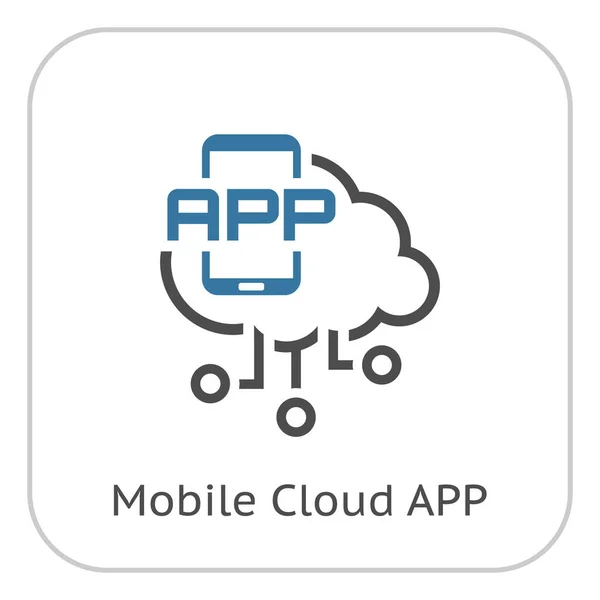 Icono de vector de aplicación de nube móvil simple — Vector de stock