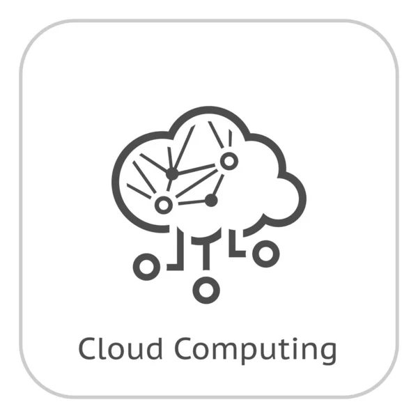 Enkel Cloud Computing Vektor Linje Ikon Med Artificiell Intelligens Nätverk — Stock vektor