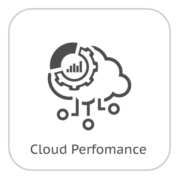 Simple Cloud Performance Vector Line Icon Gear Wheel Graphs — Stock Vector