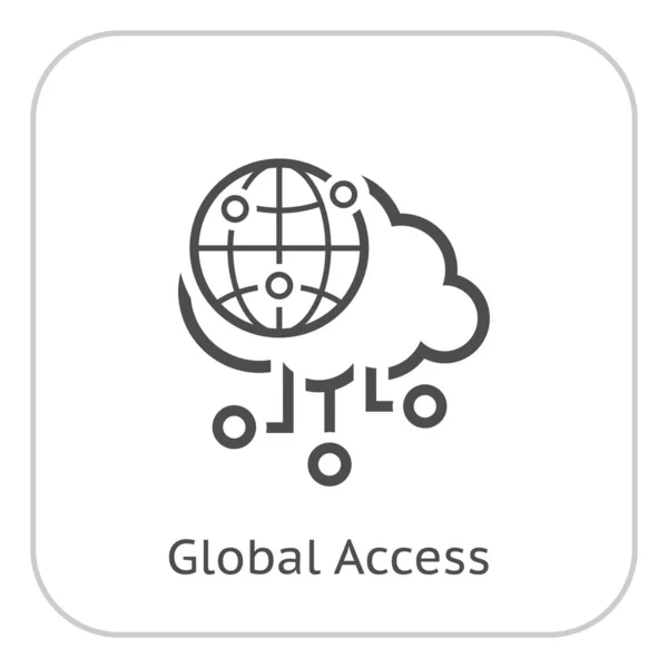 Egyszerű Globális Hozzáférés Vektor Vonal Ikon Globe Szimbólum — Stock Vector