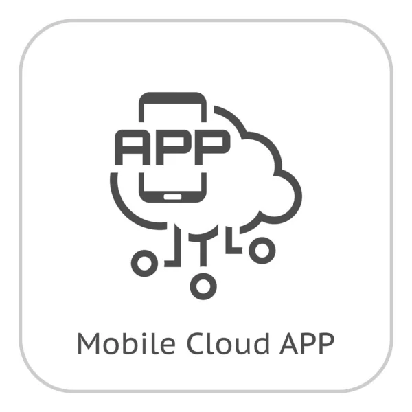 Проста Піктограма Мобільної Хмари App Векторна Лінія Пристроєм Мобільного Смартфона — стоковий вектор