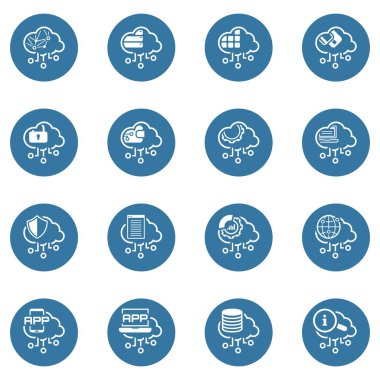 Cloud Computing basit set Ilgili vektör çizgi simgeleri