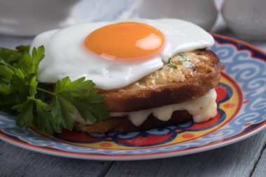 Fransız croque madame sandviç