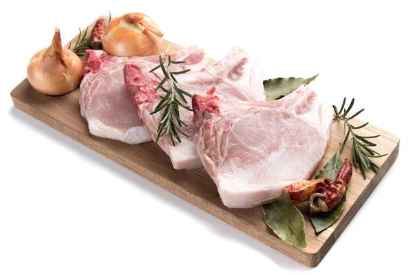 Raw pork loin chops — Stock Photo, Image