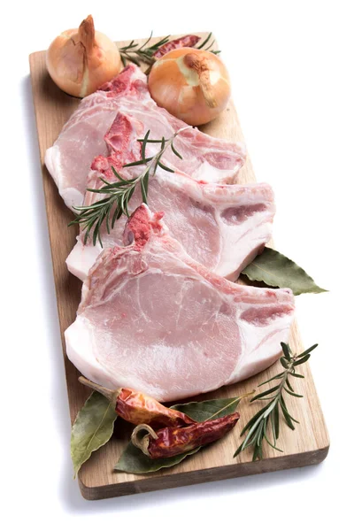 Raw pork loin chops — Stock Photo, Image