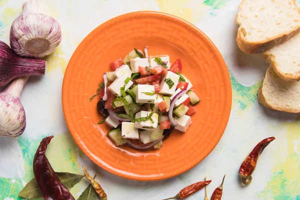 Ensalada griega con queso feta —  Fotos de Stock