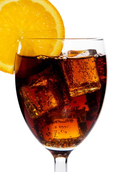 Cola drink poured in glass — Stock Photo, Image