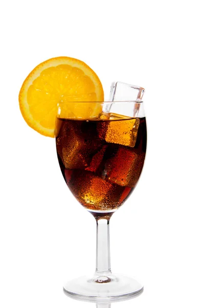 Cola drink poured in glass — Stock Photo, Image