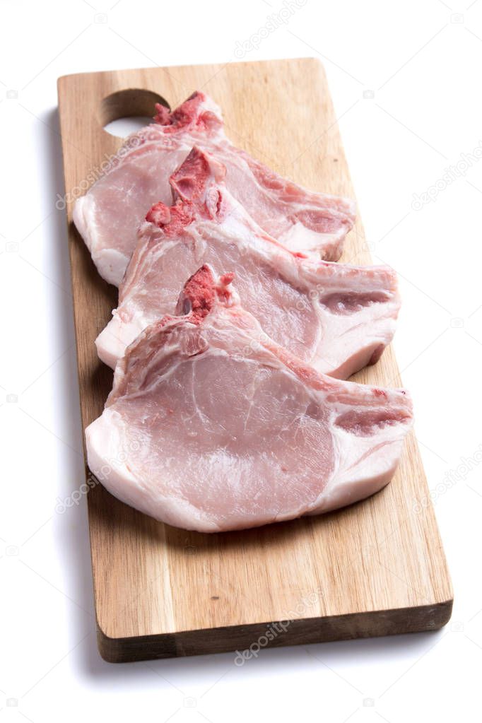 Raw pork loin chops