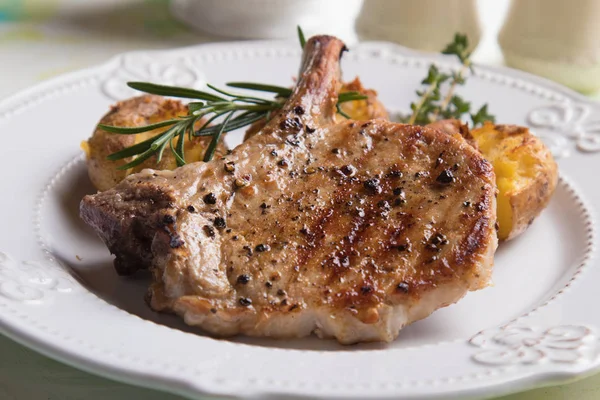 Bife de lombo de porco perfeito — Fotografia de Stock