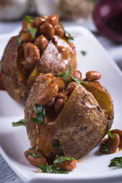 Beand frito com jaqueta de batata — Fotografia de Stock