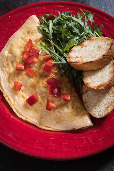 Omelette Oeufs Poulet Frits Aux Légumes Frais — Photo