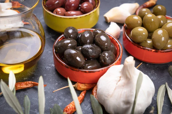 Aceitunas Escabeche Listas Para Comer Alimentos Saludables Utilizados Cocinas Mediterráneas — Foto de Stock