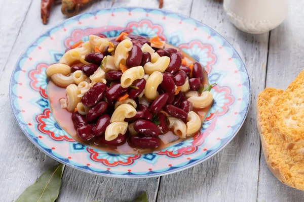 Italský Styl Těstoviny Fagioli Misky Makarony Fazolemi — Stock fotografie