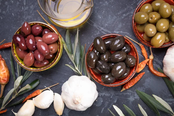 Olives Marinées Prêtes Manger Aliments Sains Utilisés Dans Les Cuisines — Photo