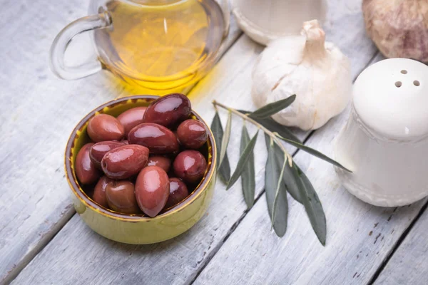 Azeitonas Conserva Prontas Para Comer Alimentos Saudáveis Utilizados Cozinhas Mediterrânicas — Fotografia de Stock