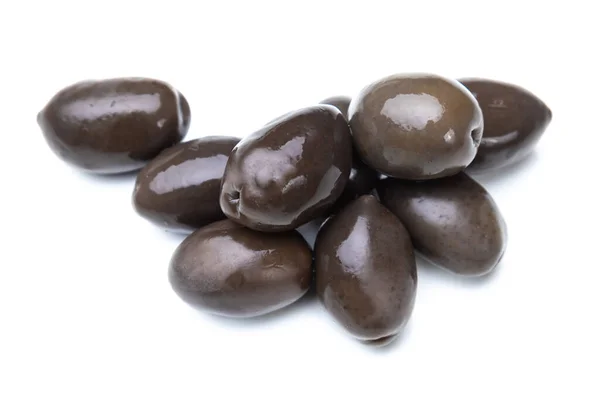 Schwarze Eingelegte Oliven Isoliert Auf Weißem Hintergrund — Stockfoto