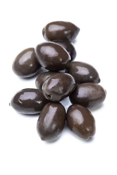 Чорні Мариновані Оливки Ізольовані Білому Тлі — стокове фото