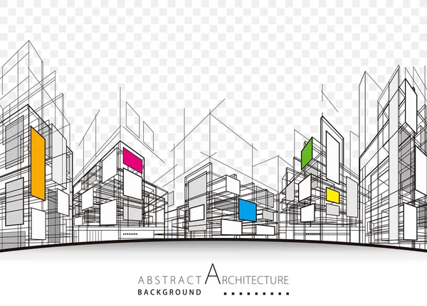 Het Platform Bouwen Perspectief Lijnen Abstracte Achtergrond Van Moderne Stedelijke — Stockvector