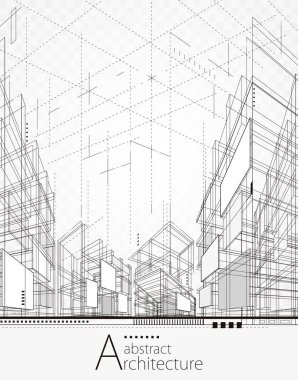 Perspektif çizgileri, Bina mimari modern kentsel mimari arka plan.  