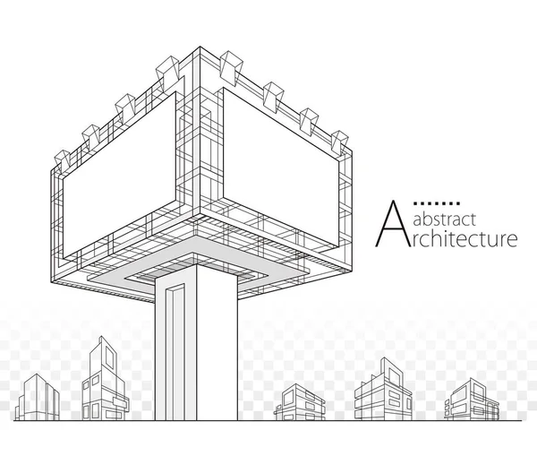 3D插图建筑建筑告示牌摘要设计 — 图库矢量图片