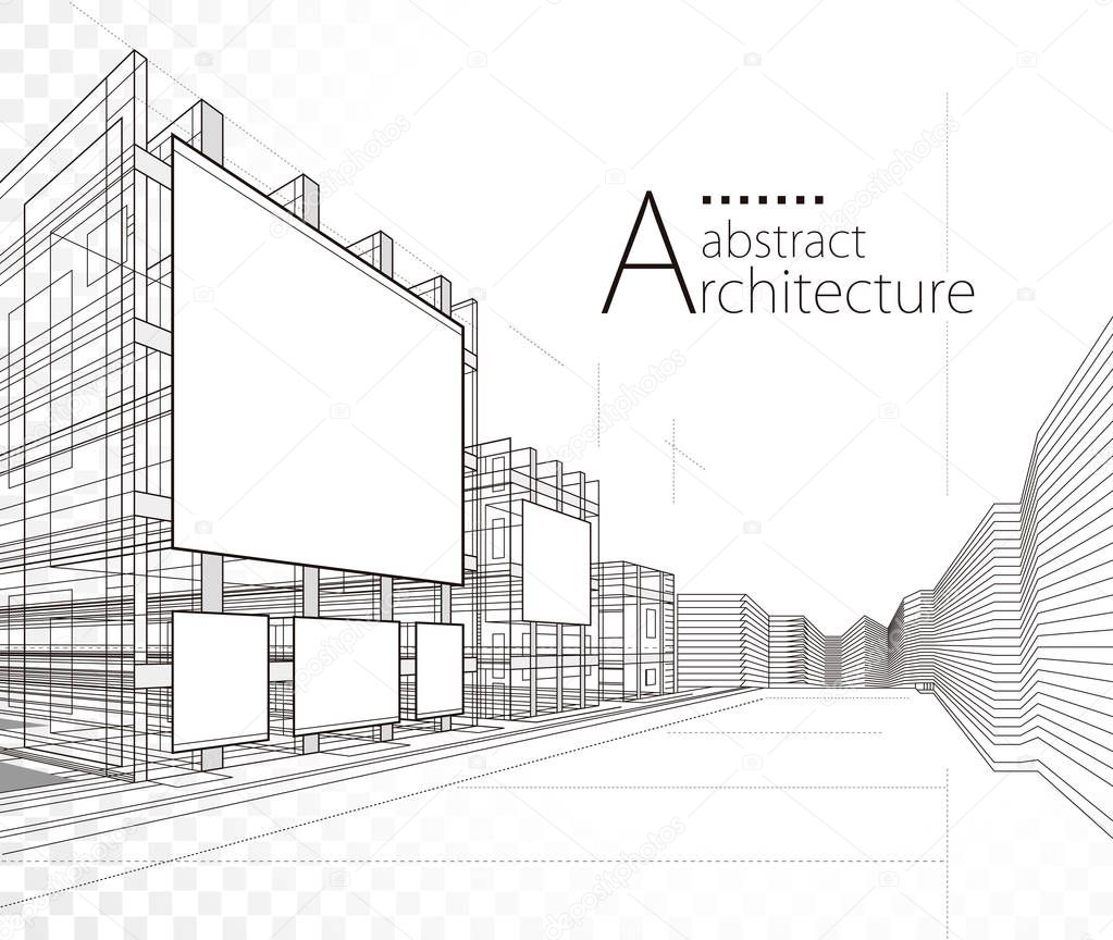 3D illustration Architecture Construction Building Design.