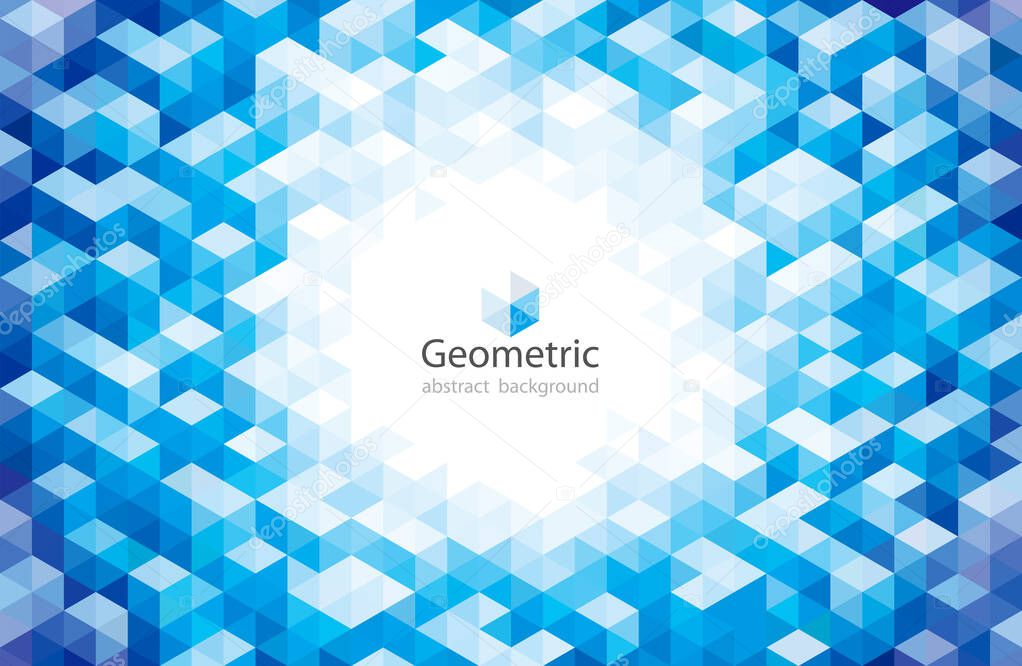 Geometric modern pattern circular blue abstract background.