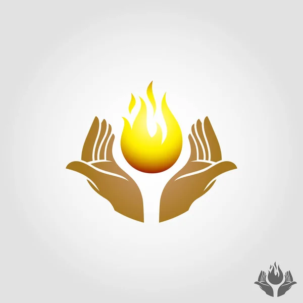 Ognia Ręka Wektor Jest Symbol Mocy Lub Zapisz Rozwiązanie Energii — Wektor stockowy