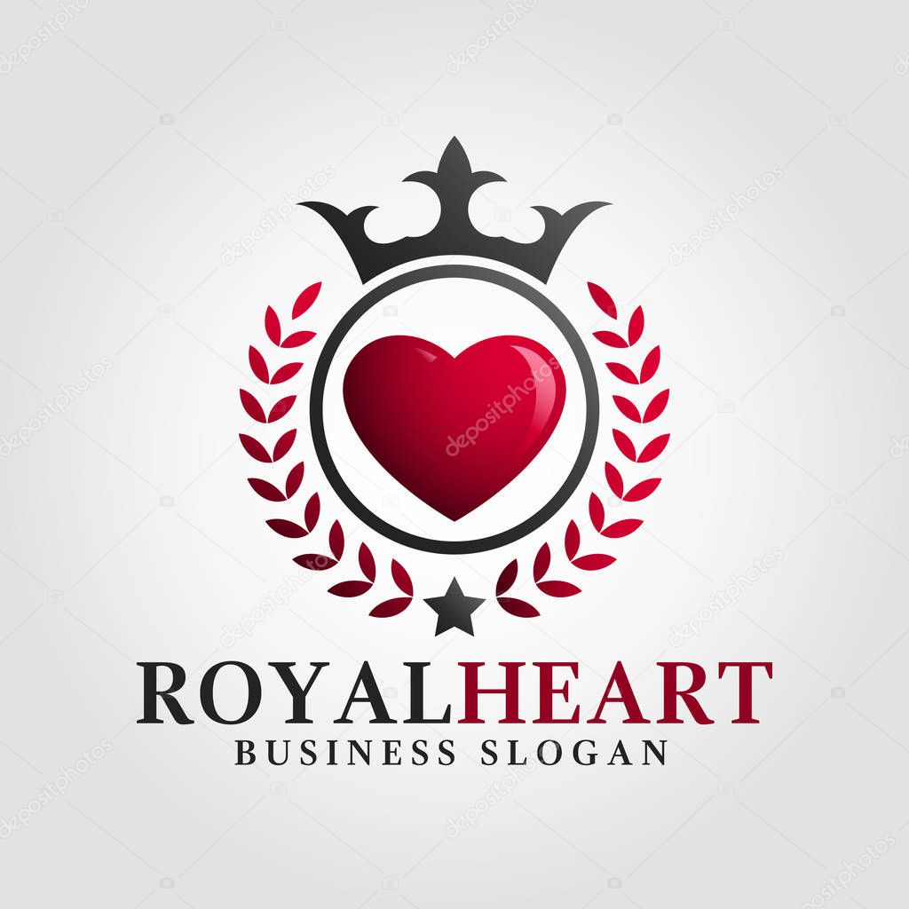 Royal heart Logo template