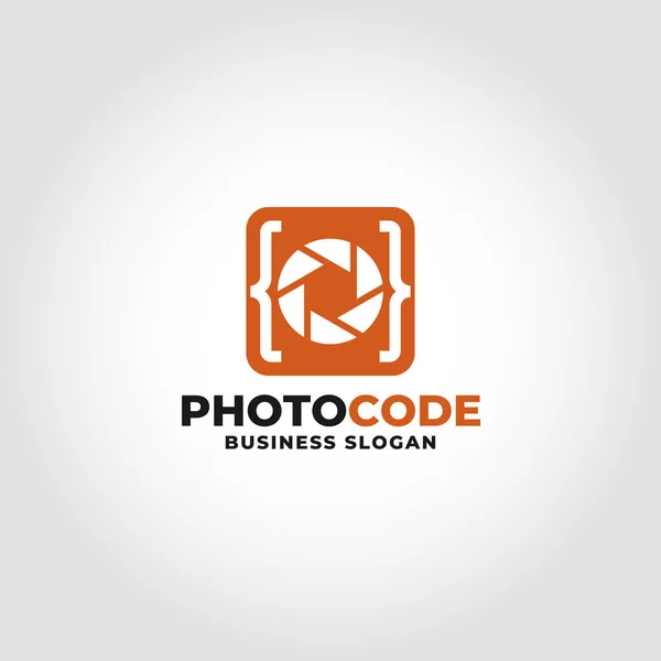 Eenvoudige Foto Code Logo — Stockvector