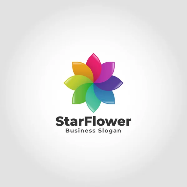 Kleurrijke Sterren Bloem Logo — Stockvector