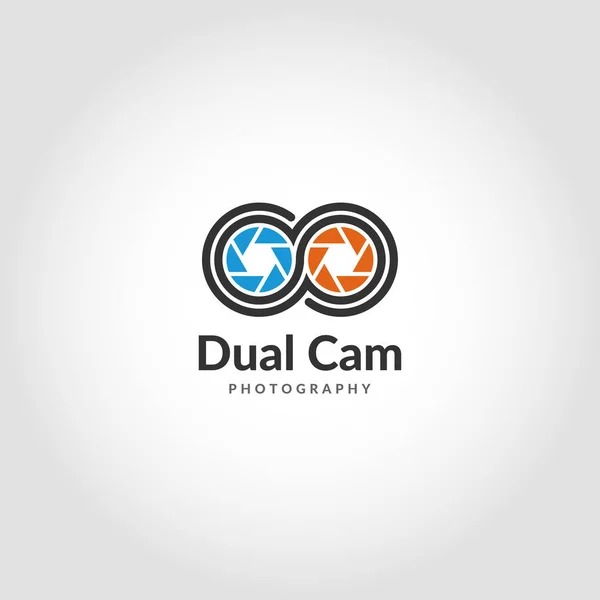 Logotipo Câmera Dupla Logotipo Fotografia Móvel Moderno Com Conceito Câmera — Vetor de Stock