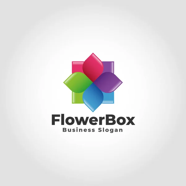Kleurrijke Bloem Vak Logo — Stockvector