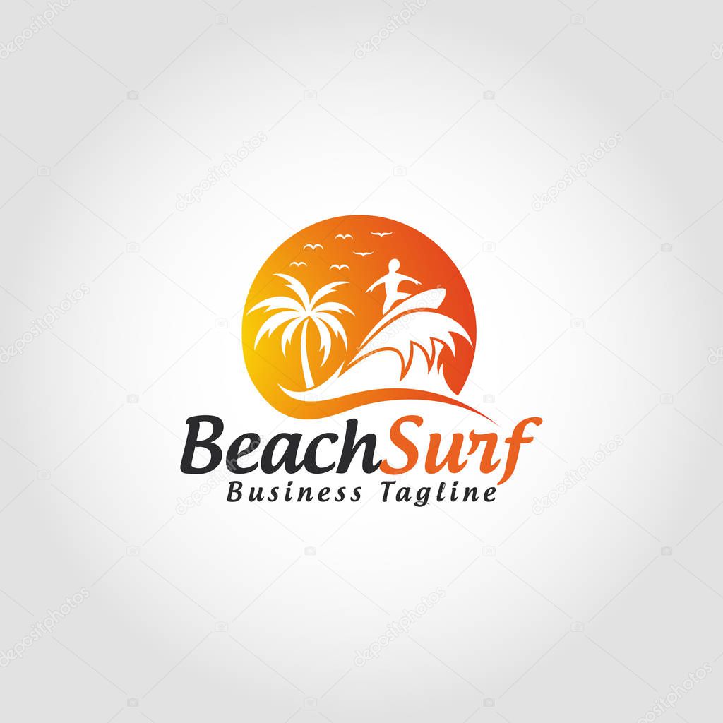 Beautiful Beach Surf Logo
