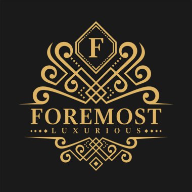 F harfi Logo - klasik lüks stil Logo şablonu