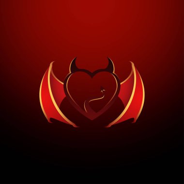 Şeytan Kalp - şeytan ile kalp uçan vektör görüntü kanatlar