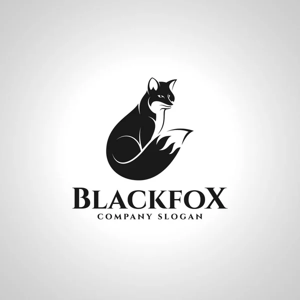 Zorro Negro Silhouette Fox Animal Logo — Vector de stock