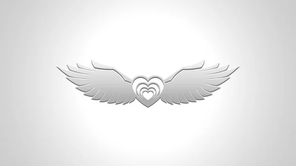 Silver Flying Heart Vector Fundo Imagem — Vetor de Stock