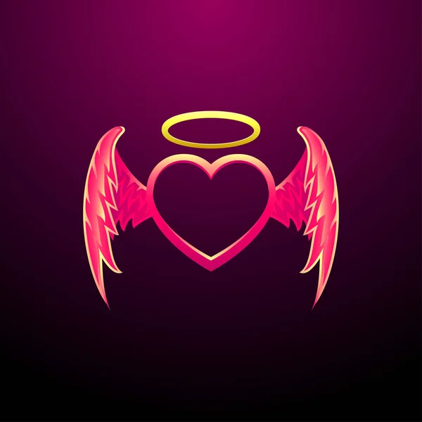 Angel Heart Flying Heart Con Alas Ángel Imagen Vectorial — Vector de stock