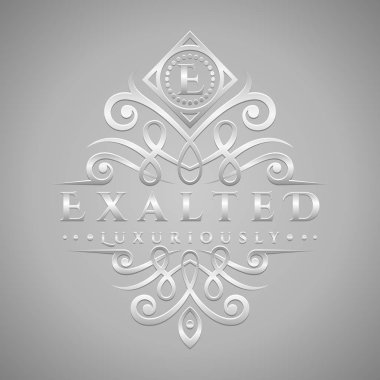 E harfinin Logo - Klasik ve lüks gümüş kabartma stil logosu