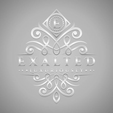 Letter E Logo - Classic & Luxurious Silver Embossed Style Logo clipart