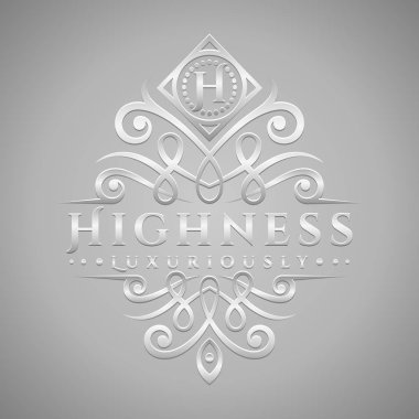 H harfi Logo - Klasik ve lüks gümüş kabartma stil logosu